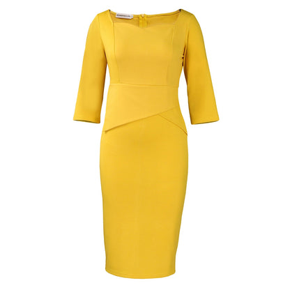 Elegant Solid Color Bodycon Pencil Dress