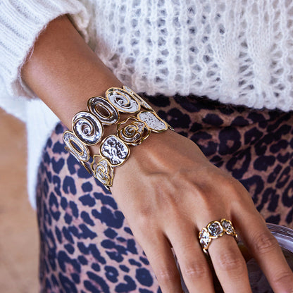 Vintage Chunky Hollow Open Cuff Bracelet