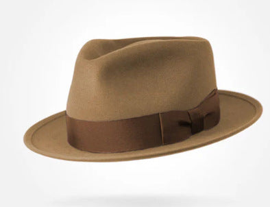 Classic Wool Felt Fedora Hat for Autumn and Winter