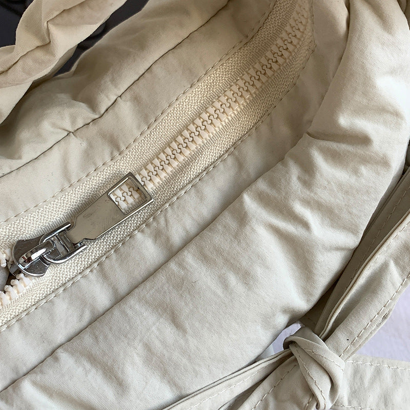 Trendy Casual Nylon Crossbody Bag With Drawstring Closure