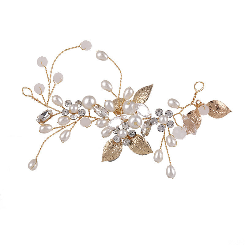 Crystal Floral Hairband with Pearls for Weddings
