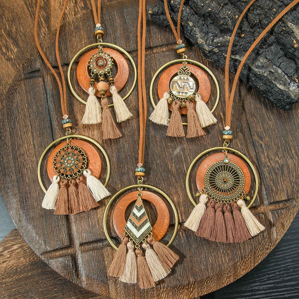 Trendy Bohemian Tassel Necklace Zinc Alloy Travel Jewelry