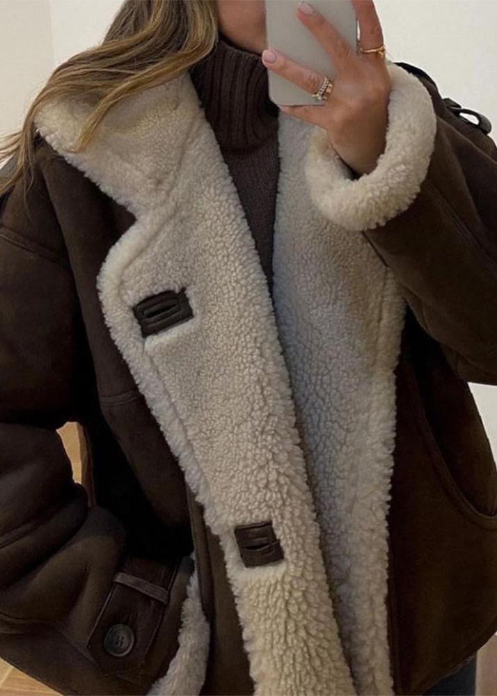 Aviator Jacket Faux Shearling Dark Brown