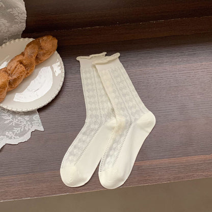 Hollow Mesh Summer Thin Striped Cotton Socks
