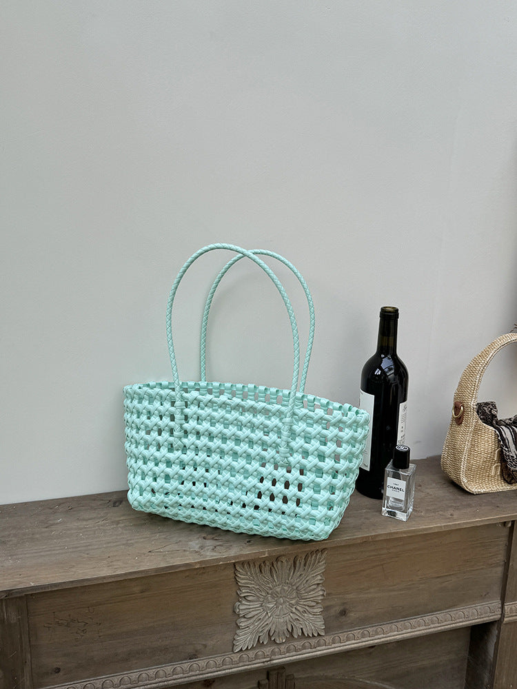 Woven Beach Tote Bag Casual PVC Stylish Handbag