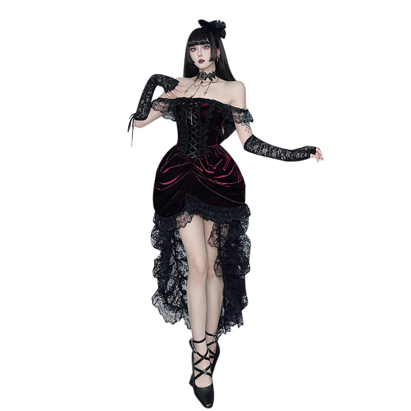 Gothic Lace Maxi Dress With Mermaid Hem