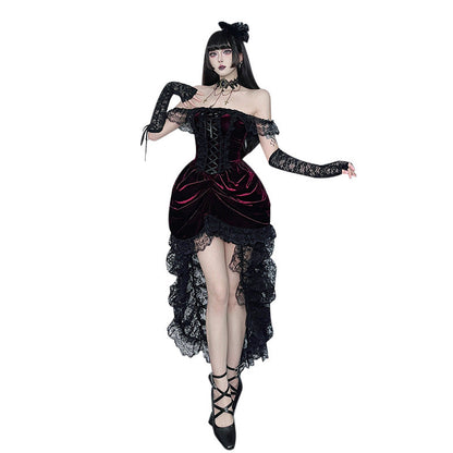 Gothic Lace Maxi Dress With Mermaid Hem