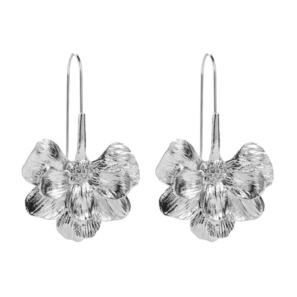 Trendy Geometric Flower Dangle Earrings Gold Plated Fashion