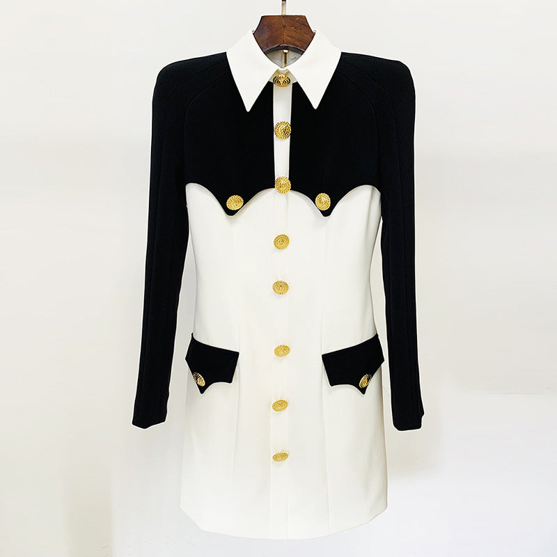 Trendy Color Block Bodycon Shirt Dress