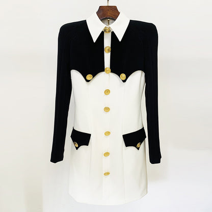 Trendy Color Block Bodycon Shirt Dress