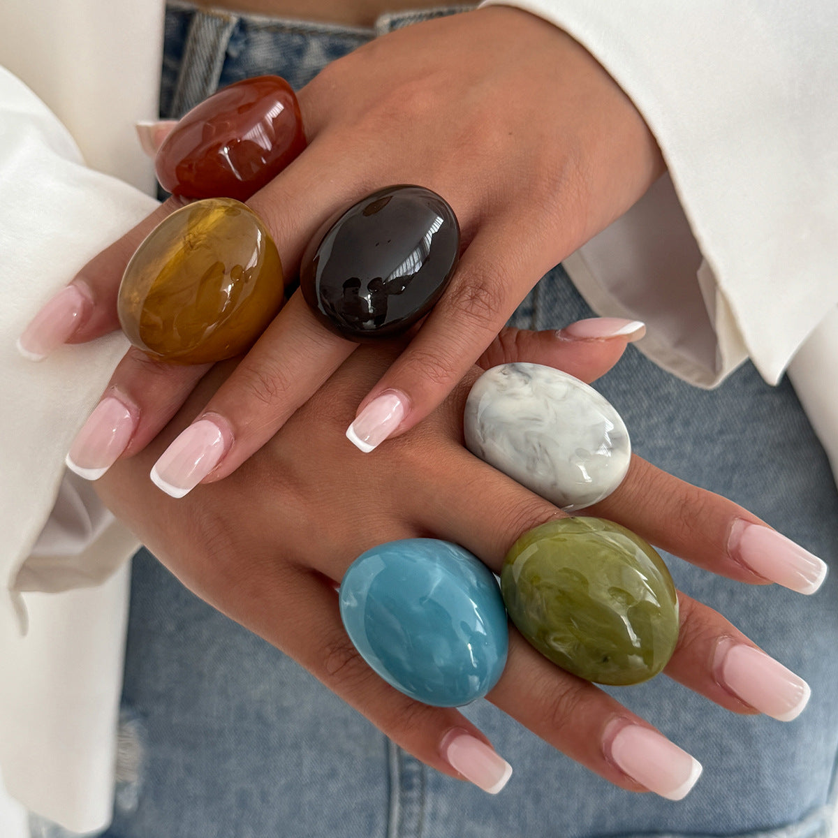 Trendy Milard Style Ombre Resin Ring For Women