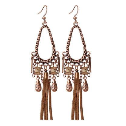 Vintage Ethnic Tassel Earrings Set - 12 Pairs Fashionable Boho Accessories