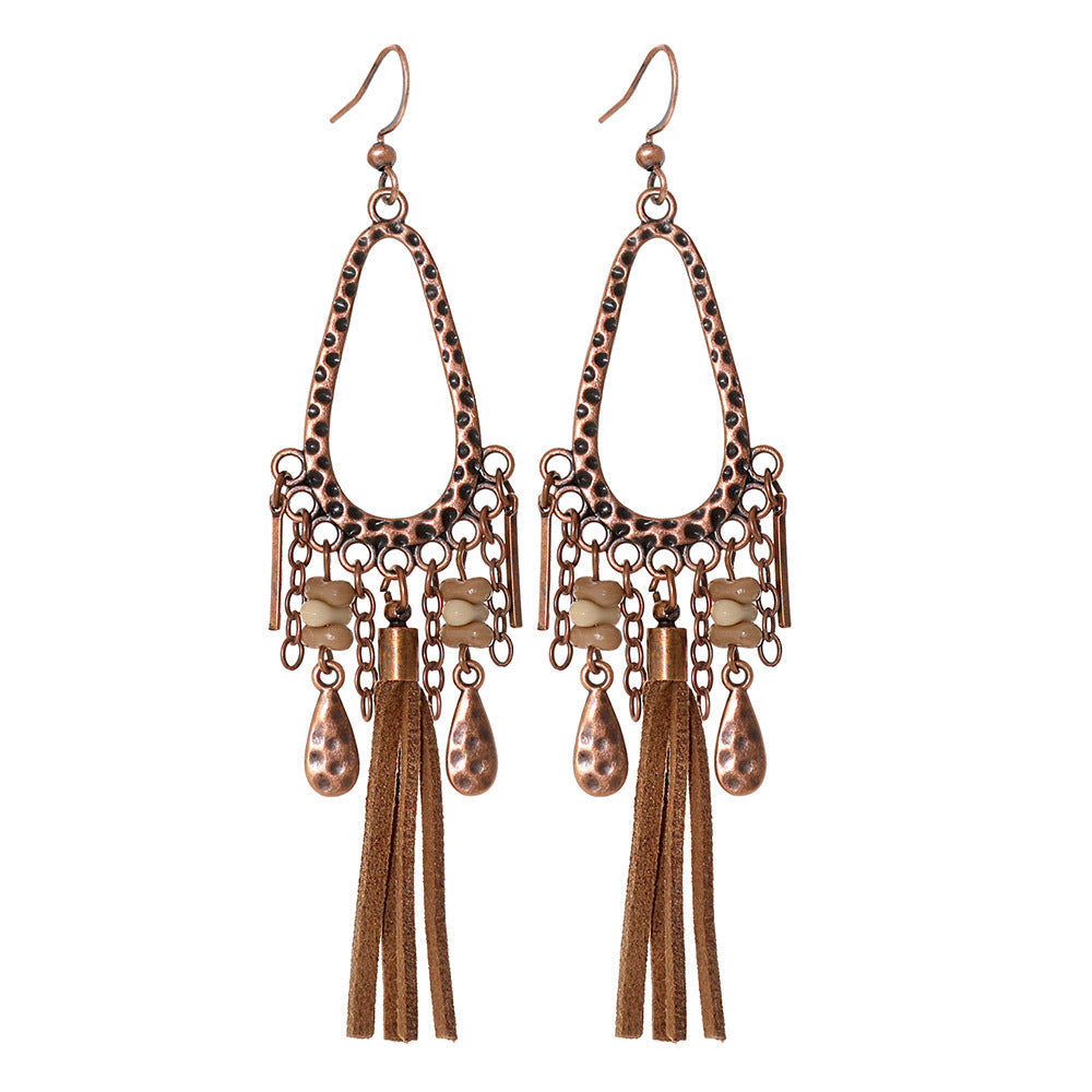 Trendy Bohemian Tassel Earrings Set in Brown