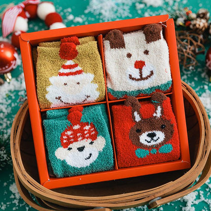 Christmas Socks Women'S Tube Socks Half Fleece Cute Japanese Boxed Ladies Socks