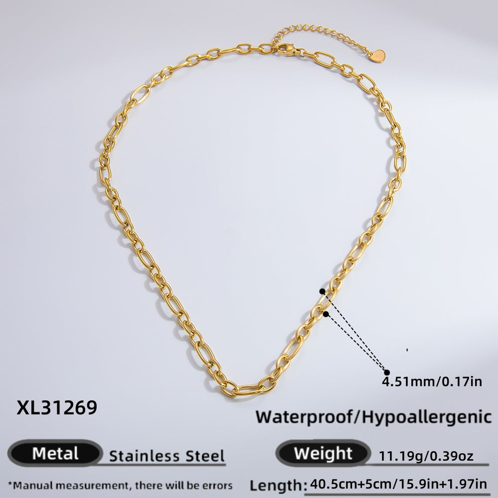 Geometric Stainless Steel 18k Gold Plated Layered Necklace for Women