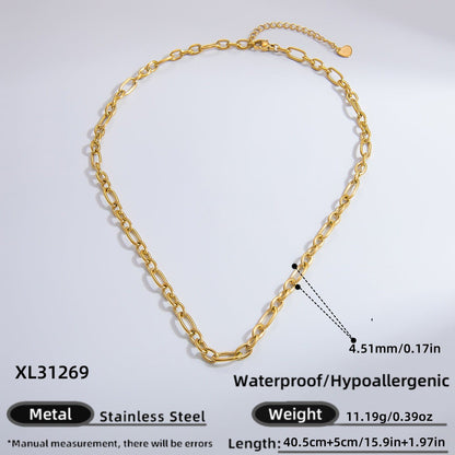 Geometric Stainless Steel 18k Gold Plated Layered Necklace for Women