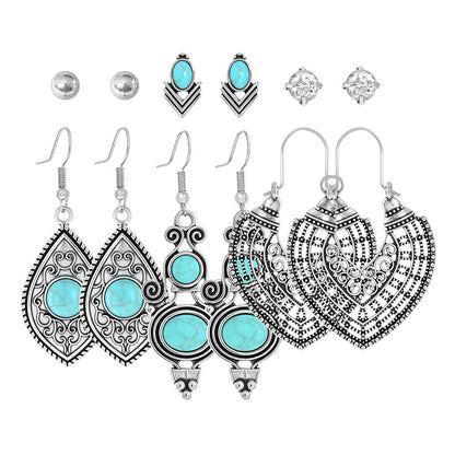Trendy Bohemian Vintage Silver Earring Set