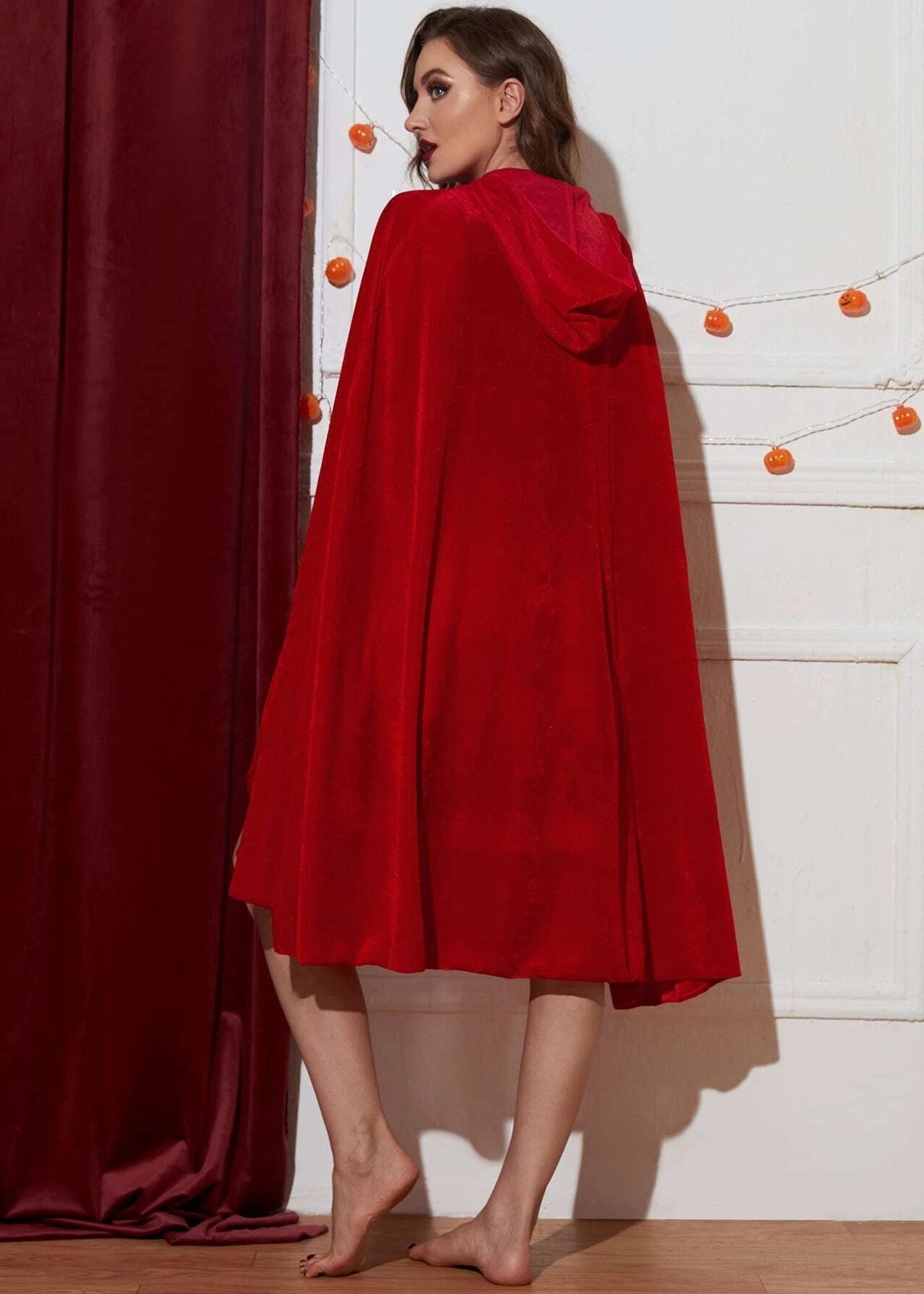 Red Riding Hood Costume Dress With Satin Cape