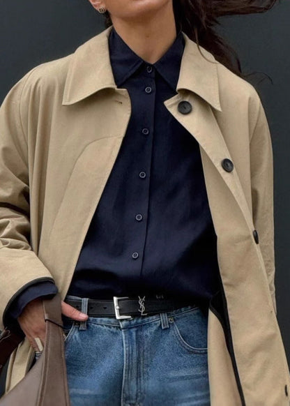 Oversized Trench Coat Durable Fabric Khaki