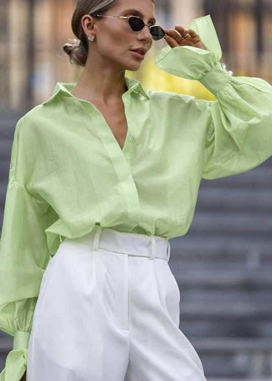 Sheer Oversized Button Up Shirt Lightweight Fabric