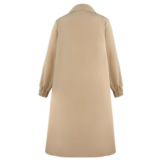 Women'S Double-Breasted Khaki Long Trench Coat