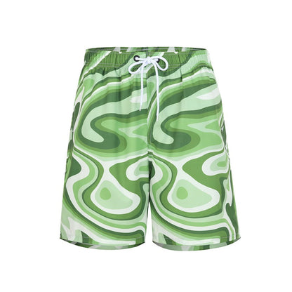 Men'S Parental Swim Trunks Floral Print Polyester Beach Shorts