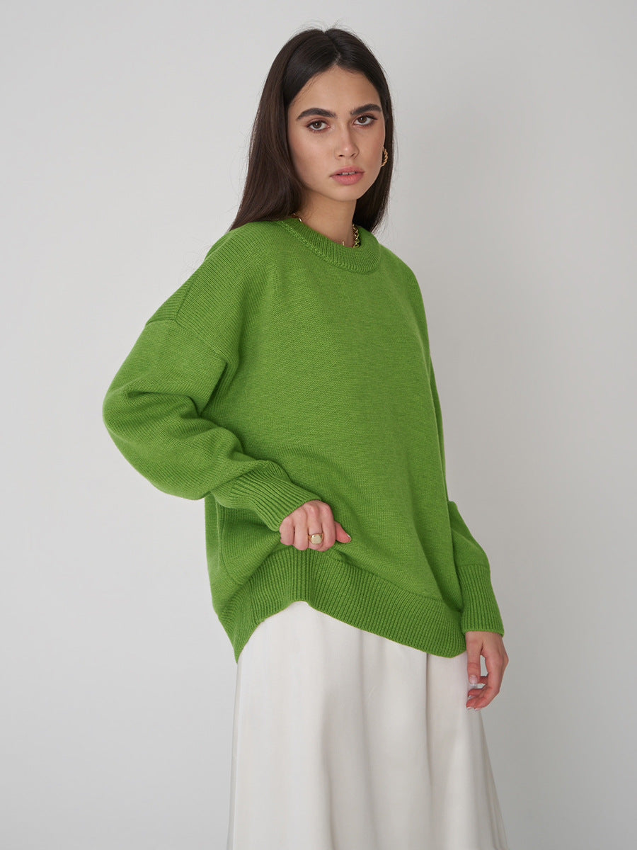 Casual Solid Color Sweater Knitted Pullover