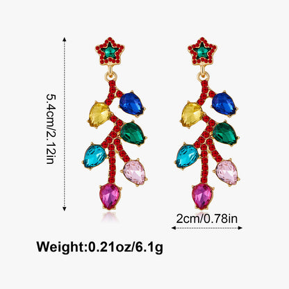 Colorful Light Bulb Rhinestone Christmas Dangle Earrings