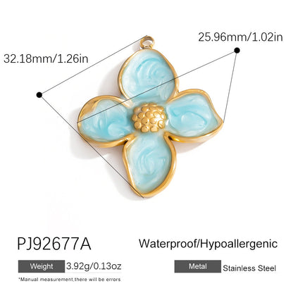 Heart Flower Pendant Accessories 18K Gold Plated Stainless Steel Jewelry