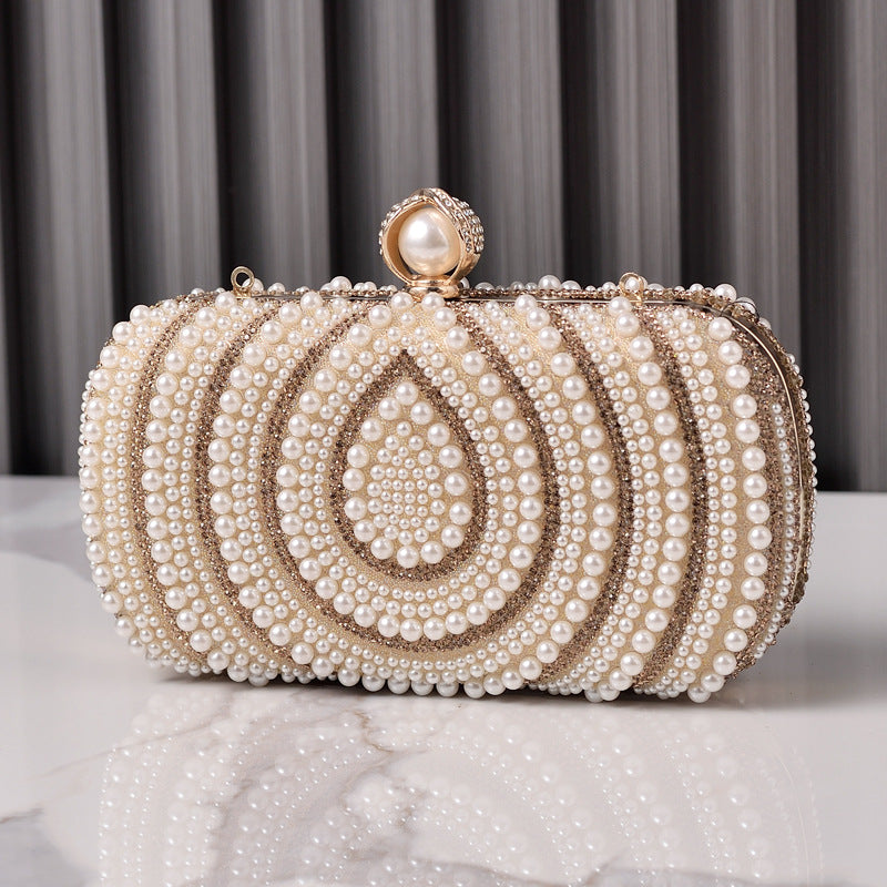 Pearl Detail Retro Clutch Bag for Women
