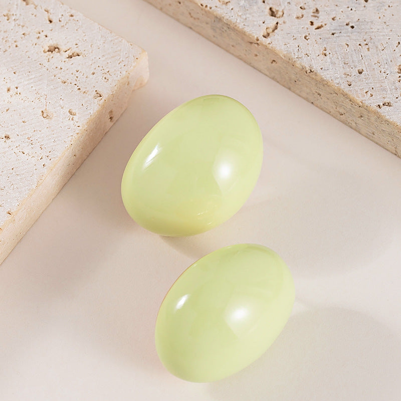French Vintage Geometric Oval Alloy Earrings For Women