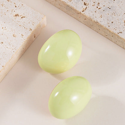 French Vintage Geometric Oval Alloy Earrings For Women