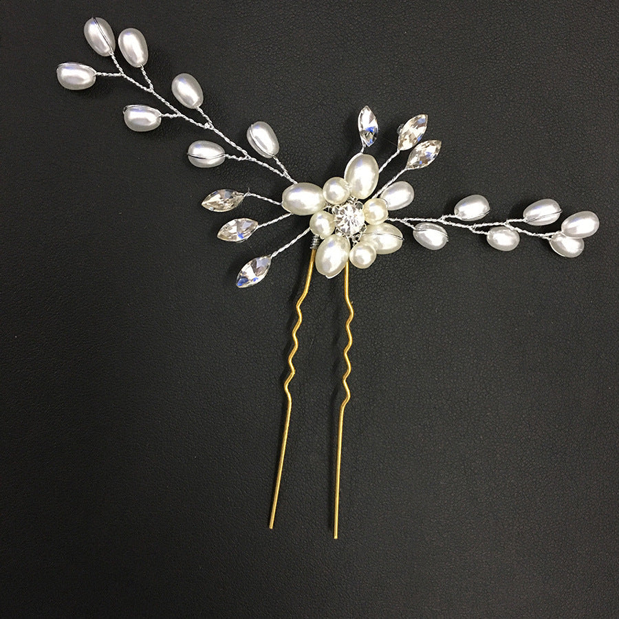 Elegant Pearl Hair Comb White Crystal Bridal Hair Accessory