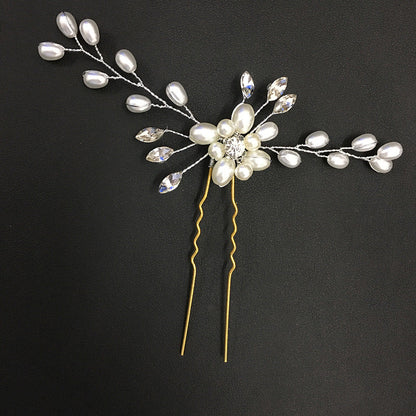 Elegant Pearl Hair Comb White Crystal Bridal Hair Accessory