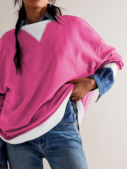 Color Block Loose Fit Sweatshirt for Women