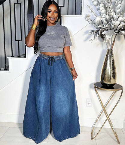 Trendy Women'S Loose Denim Wide Leg Pants