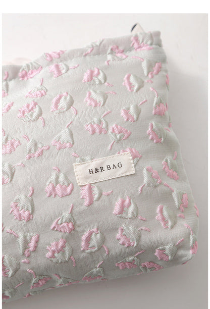 Simple FloralÂ Jacquard Sweet Cosmetic Bag