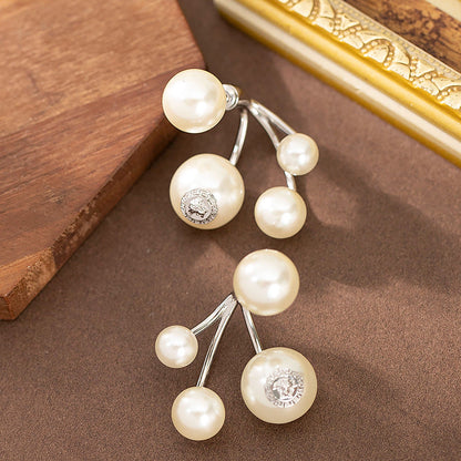 Vintage Floral Pearl Stud Earrings With 925 Silver Posts