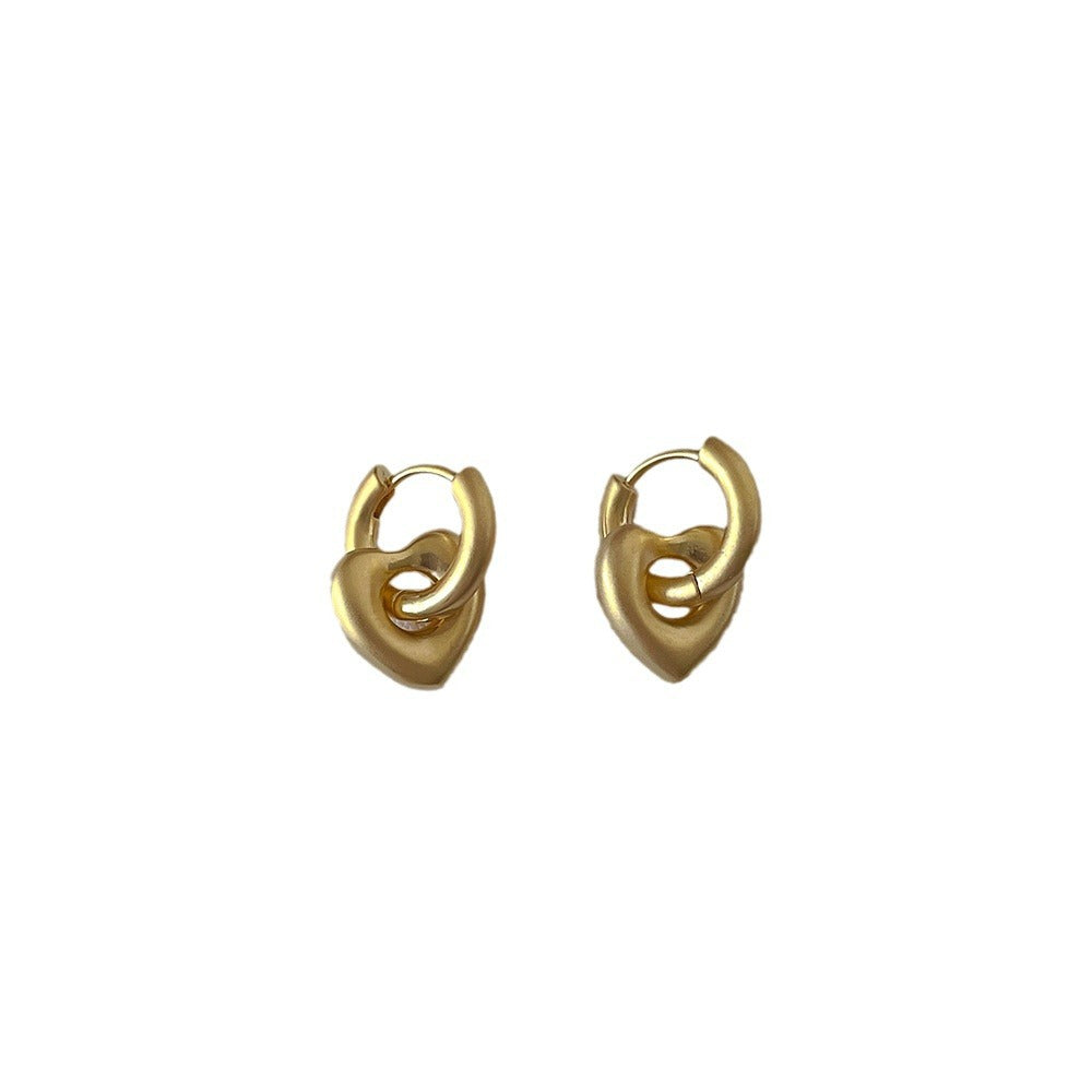 Vintage Matte Heart Drop Earrings