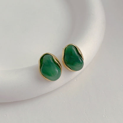 Simple Metal Encapsulation Pearl Stud Earrings