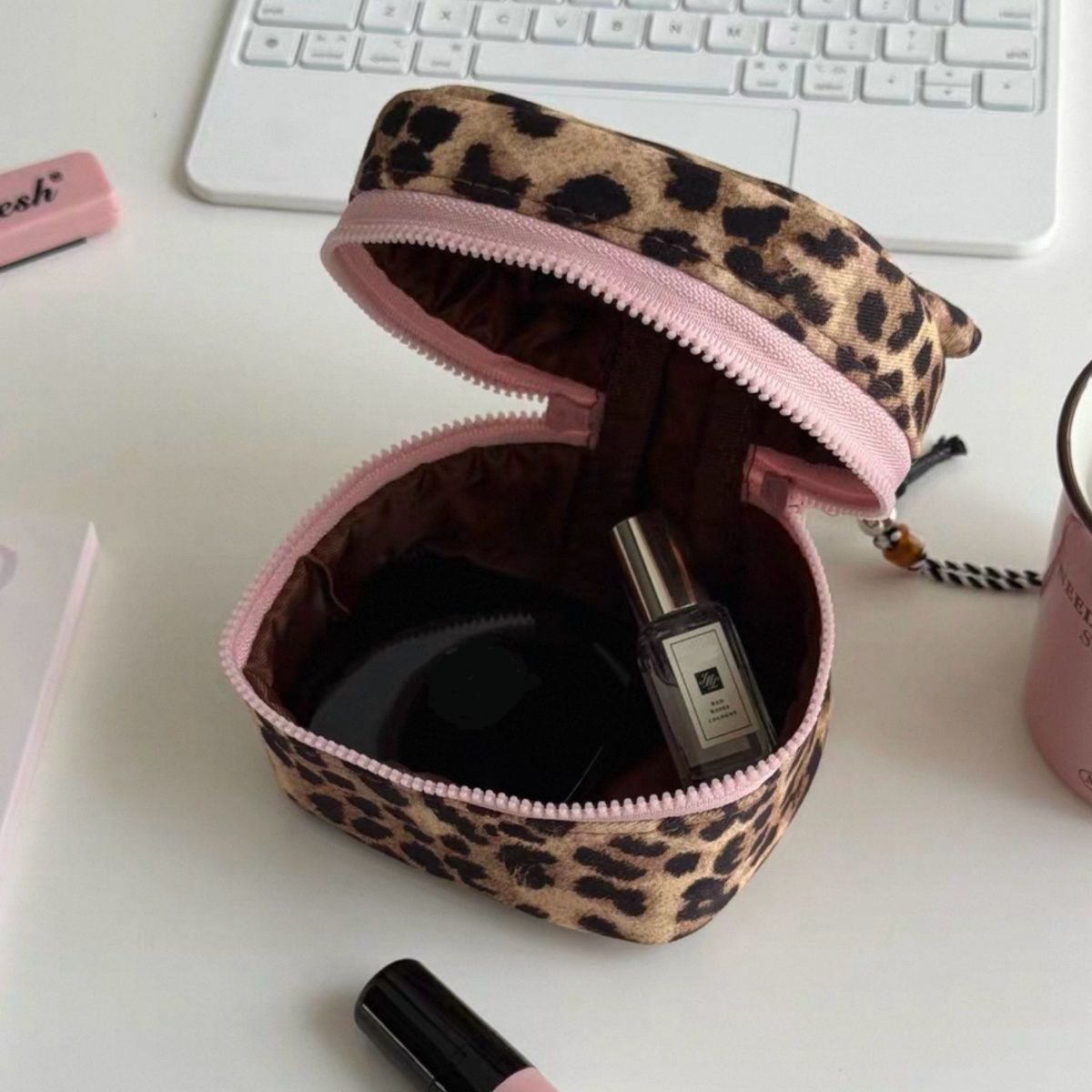 Leopard Print Travel Mini Square Makeup Bag