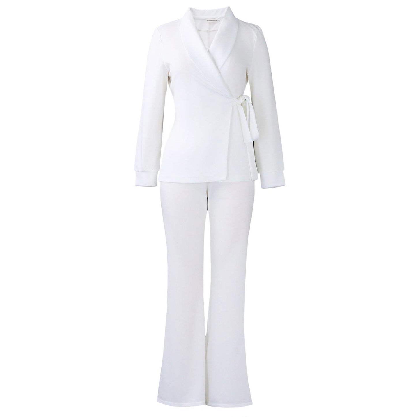 Trendy Women'S Suit Set With Tie-Front Blazer And Trousers
