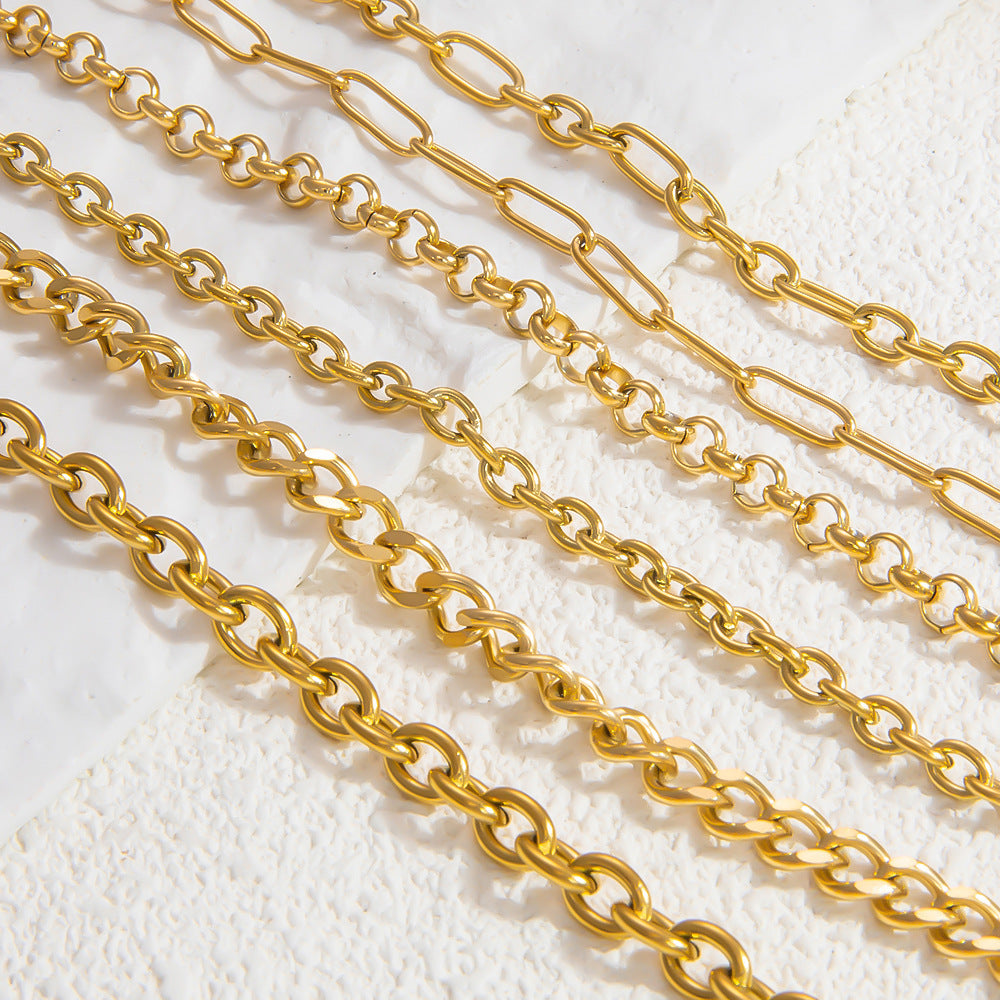 Geometric Stainless Steel 18k Gold Plated Layered Necklace for Women