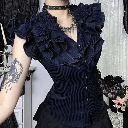 V-Neck Sleeveless Shirt Stylish Casual Polyester Top
