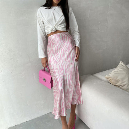 French Floral Midi Fishtail Skirt Elegant Casual Wear