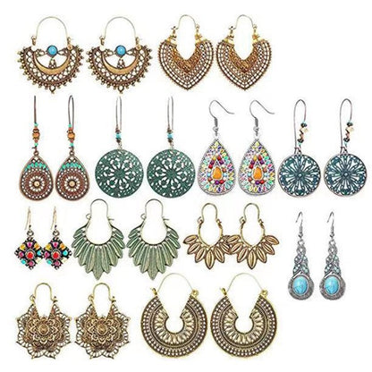 Bohemian Tassel Earrings Set Vintage Geometric Alloy Jewelry