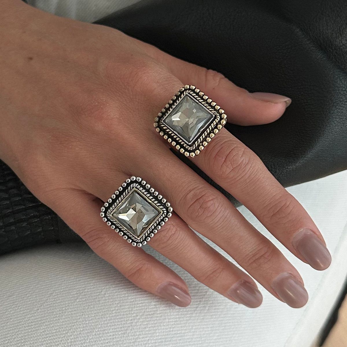 Vintage Geometric Acrylic Ring Fashion Jewelry For Women