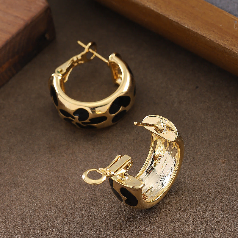 Geometric Leopard Print Earrings With 925 Silver Pins