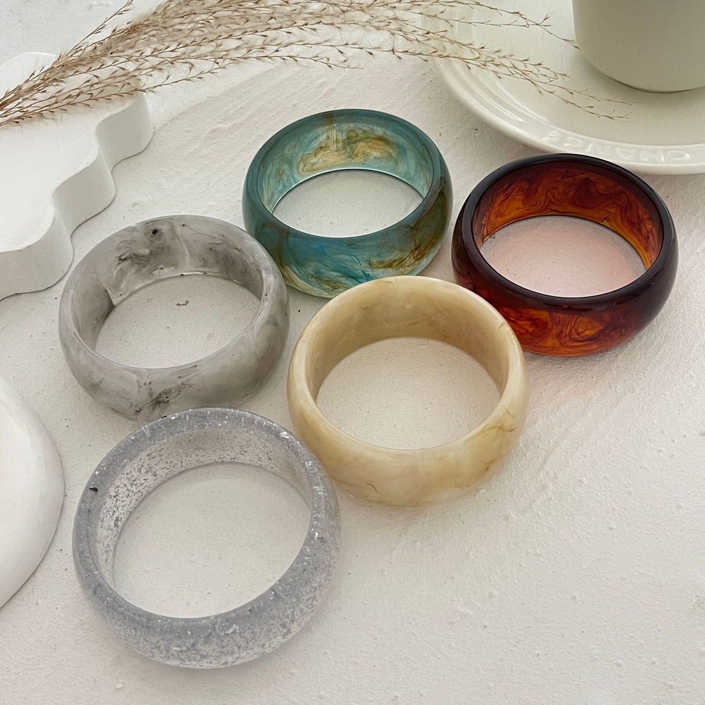 Trendy Semi-Transparent Acrylic Bangle Bracelets