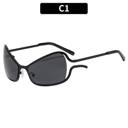 Trendy Y2K Metal Sunglasses Hip Hop Style Shaped Shades